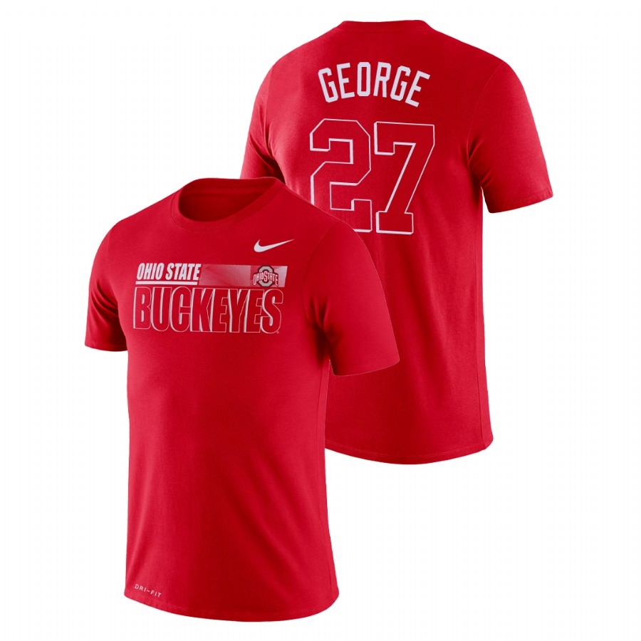 Ohio State Buckeyes Men's NCAA Eddie George #27 Scarlet Team Issue College Football T-Shirt QCC7549DG